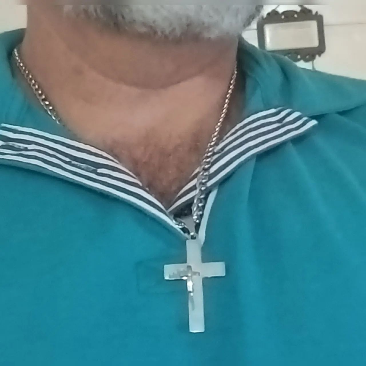 Colar Masculina Crucifixo Pai Nosso  - Foto 4