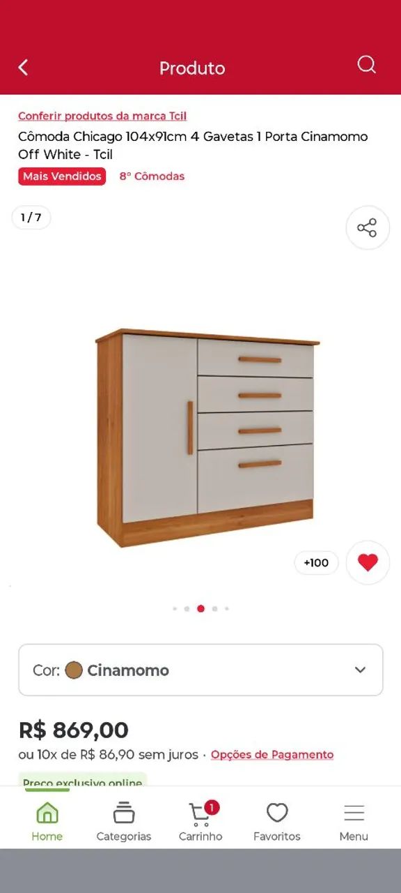 Cômoda semi nova 