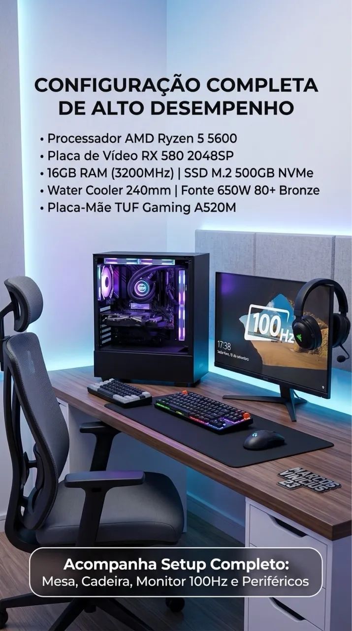 ? COMPUTADOR GAMER COMPLETO + SETUP COMPLETO! ? - Foto 5