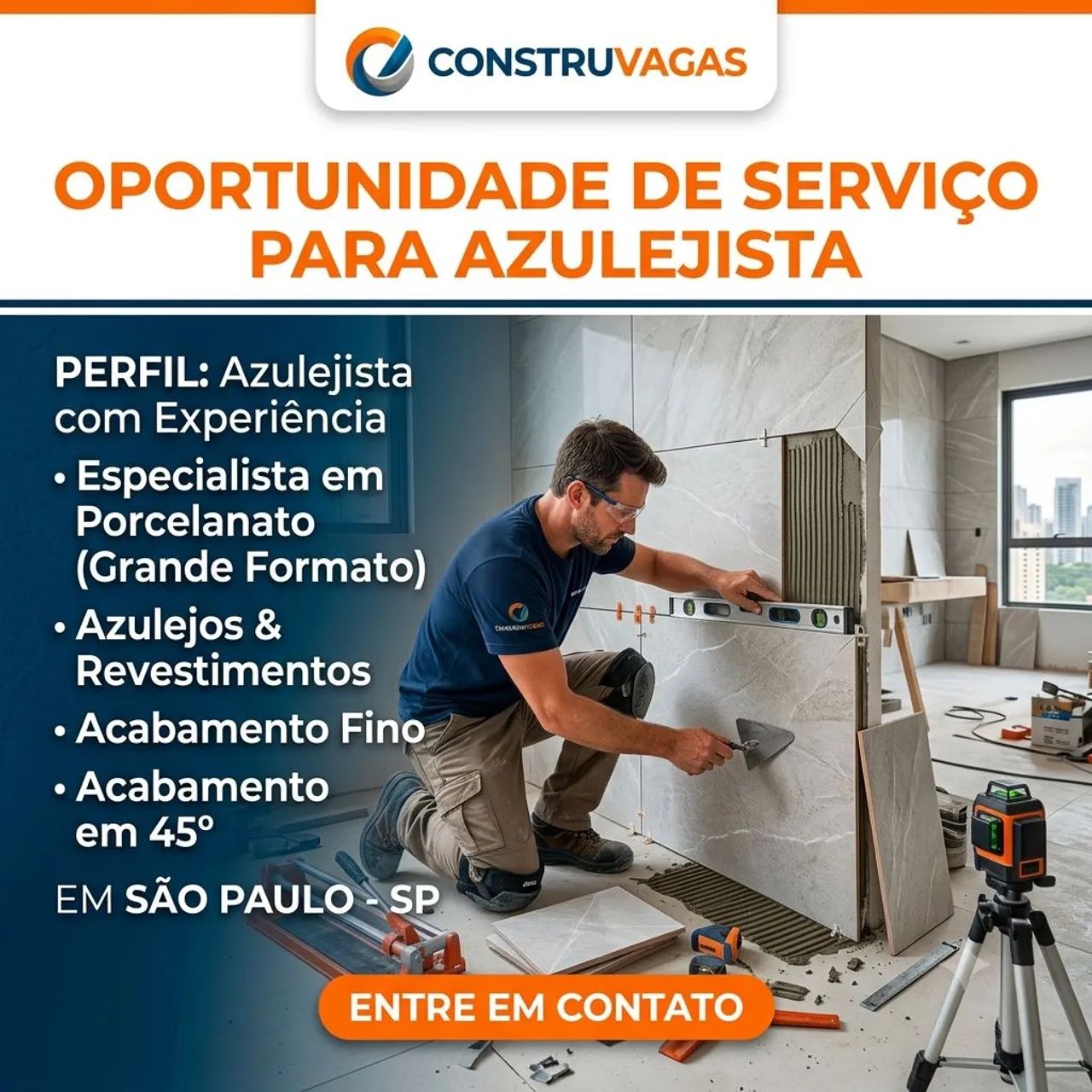 OPORTUNIDADE DE SERVIÇO PARA AZULEJISTA COM EXPERIÊNCIA ?