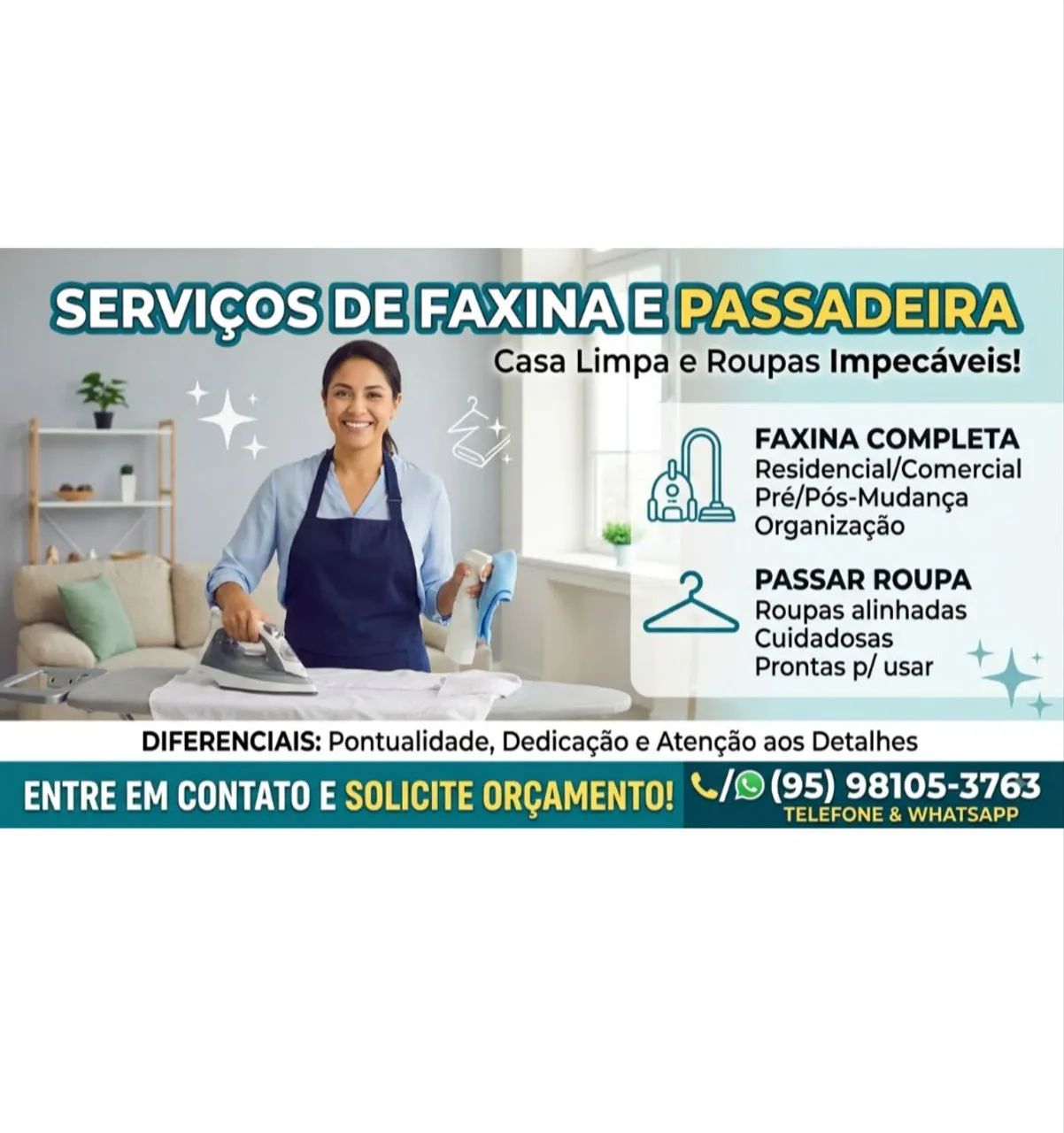 Diarista e faxineira e passadeira 