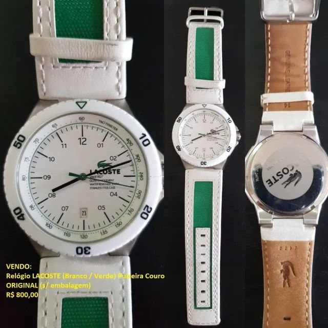 Relógio Esportivo Lacoste Branco com Verde 