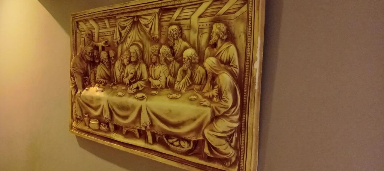 Quadro escultura Santa Ceia de Gesso - Foto 5