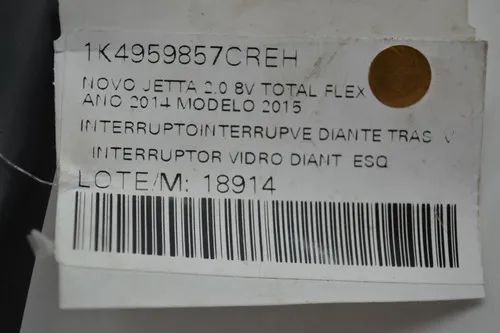 Botão Vidro Dianteiro Esquerdo Volkswagen Jetta Original - Foto 4