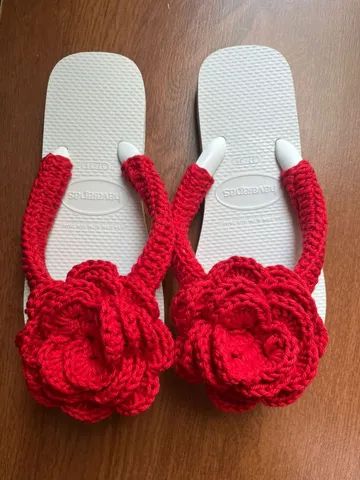 Havaianas flor de crochê 37/38 - Foto 3