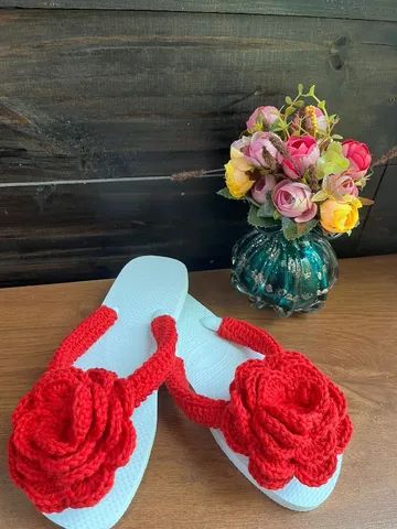 Havaianas flor de crochê 37/38 - Foto 6