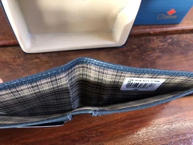 Carteira Masculina Porta Cartão Classe Couro Elegante M215 Azul Petróleo - Foto 3