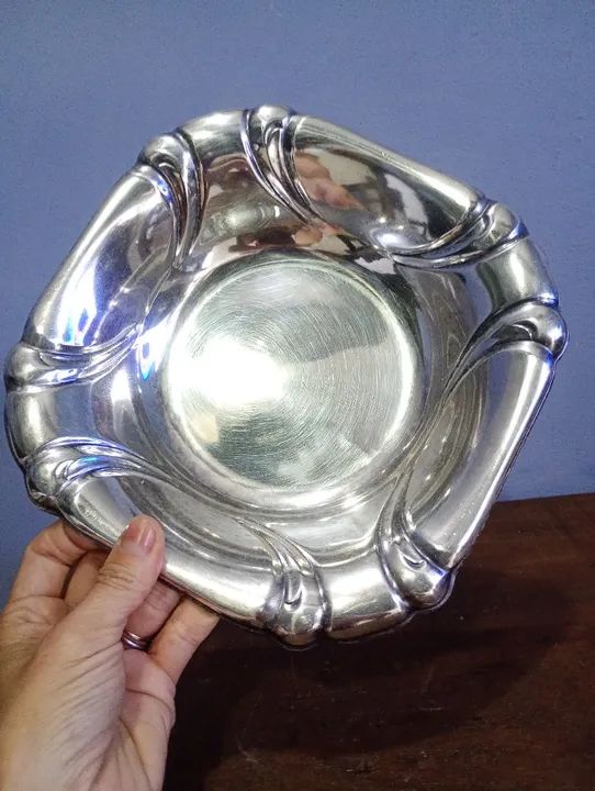 Antiga Fruteira / Centro de Mesa Espessurado a Prata - Foto 5