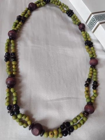 colar artesanal sementes marrom e verde, lindo! - Foto 3