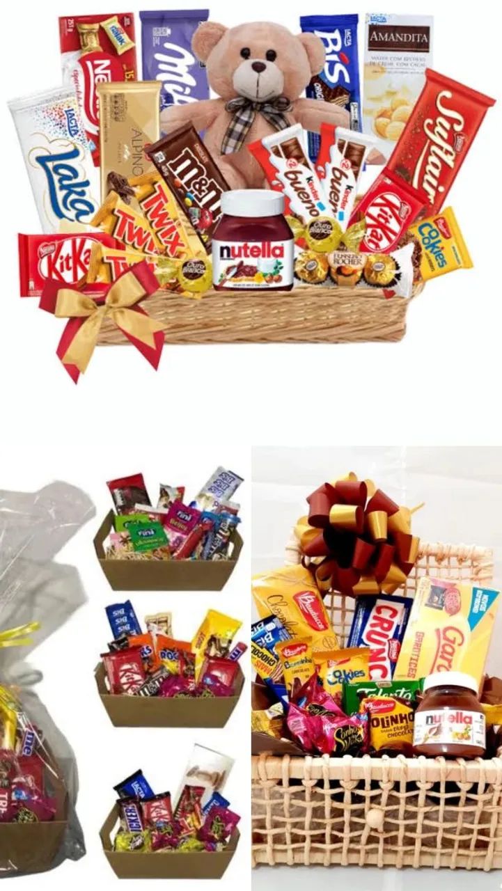 Cestas de Presentes : Chocolates , Canecas decoradas
