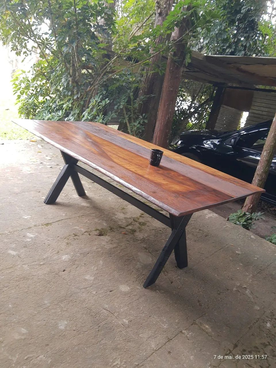 Mesa de Jantar em Madeira Maciça com Base em X - Foto 2