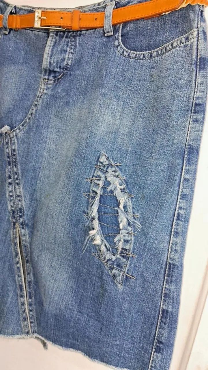 Saia Jeans e Cinto Revanche tam 40 - Foto 4