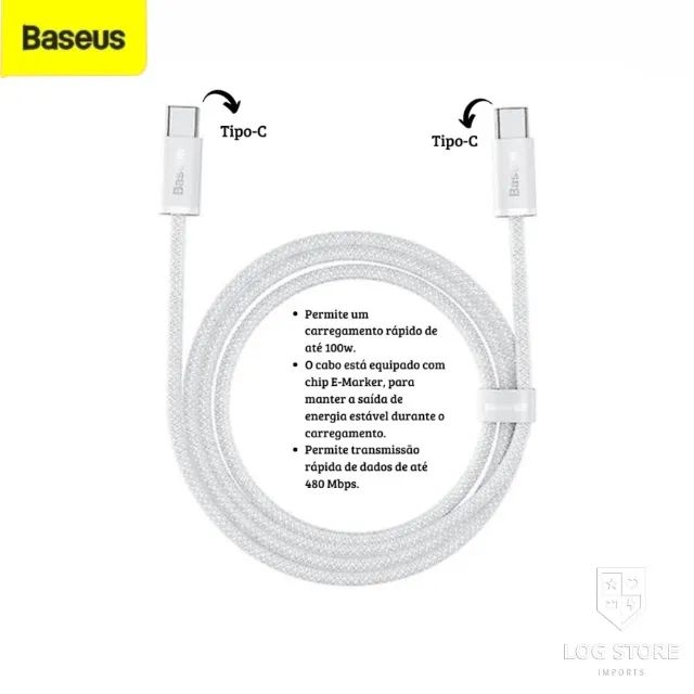 Cabo Baseus Tipo C PD 100W 20V/5A Quick Charge 1m Turbo Para Android MacBook iPhone 15/16 - Foto 6