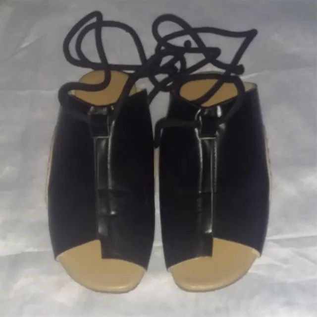 Sandalia feminina preta de cordas amarração -(promocao roupas sapatos femininos liquidacao - Foto 6