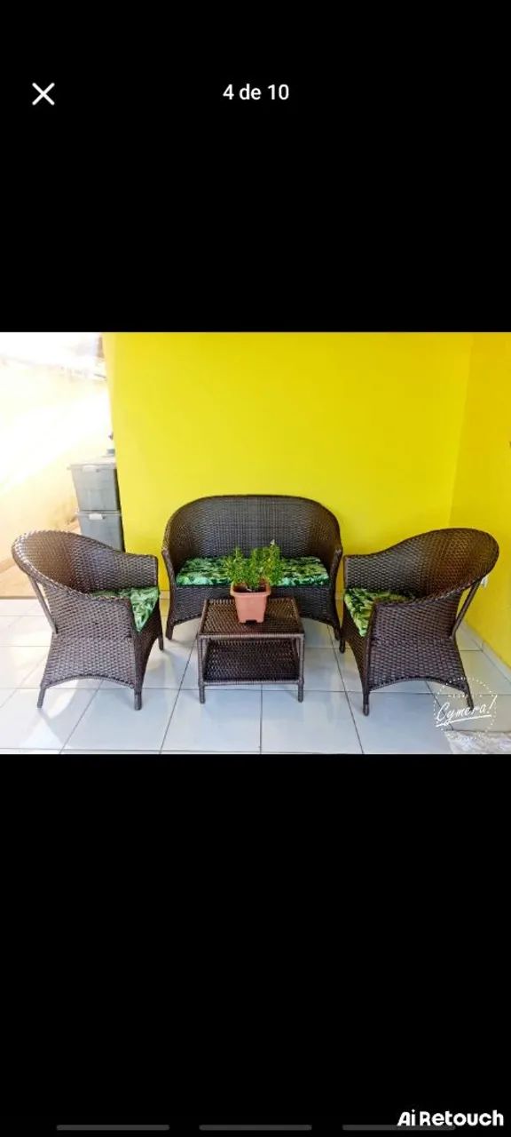 Jogo de Mesa em Vime para Área Externa - Foto 2