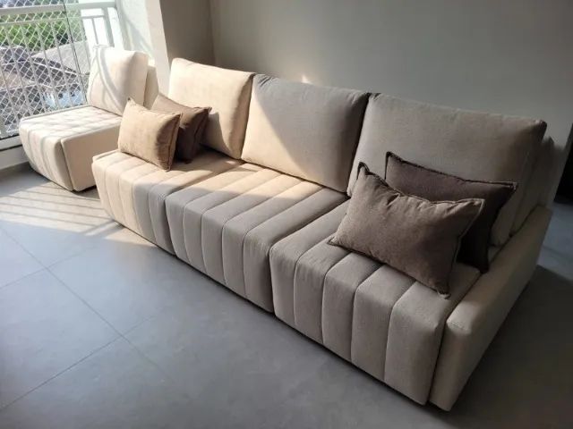 sofá de canto modular espaçoso e confortável, ideal para sua sala de estar. design moderno