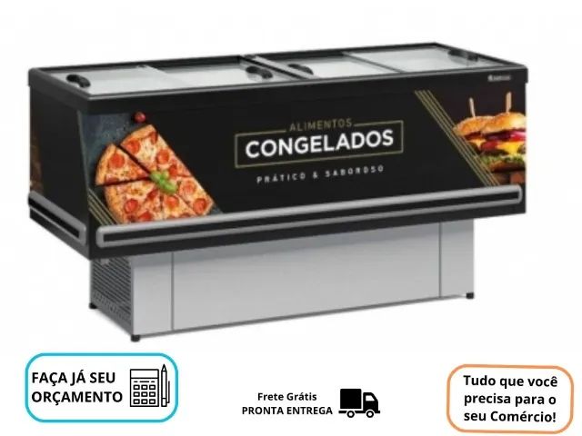 Ilha Para Congelados Vidro Reto 1,90m Gelopar Dupla Ação 