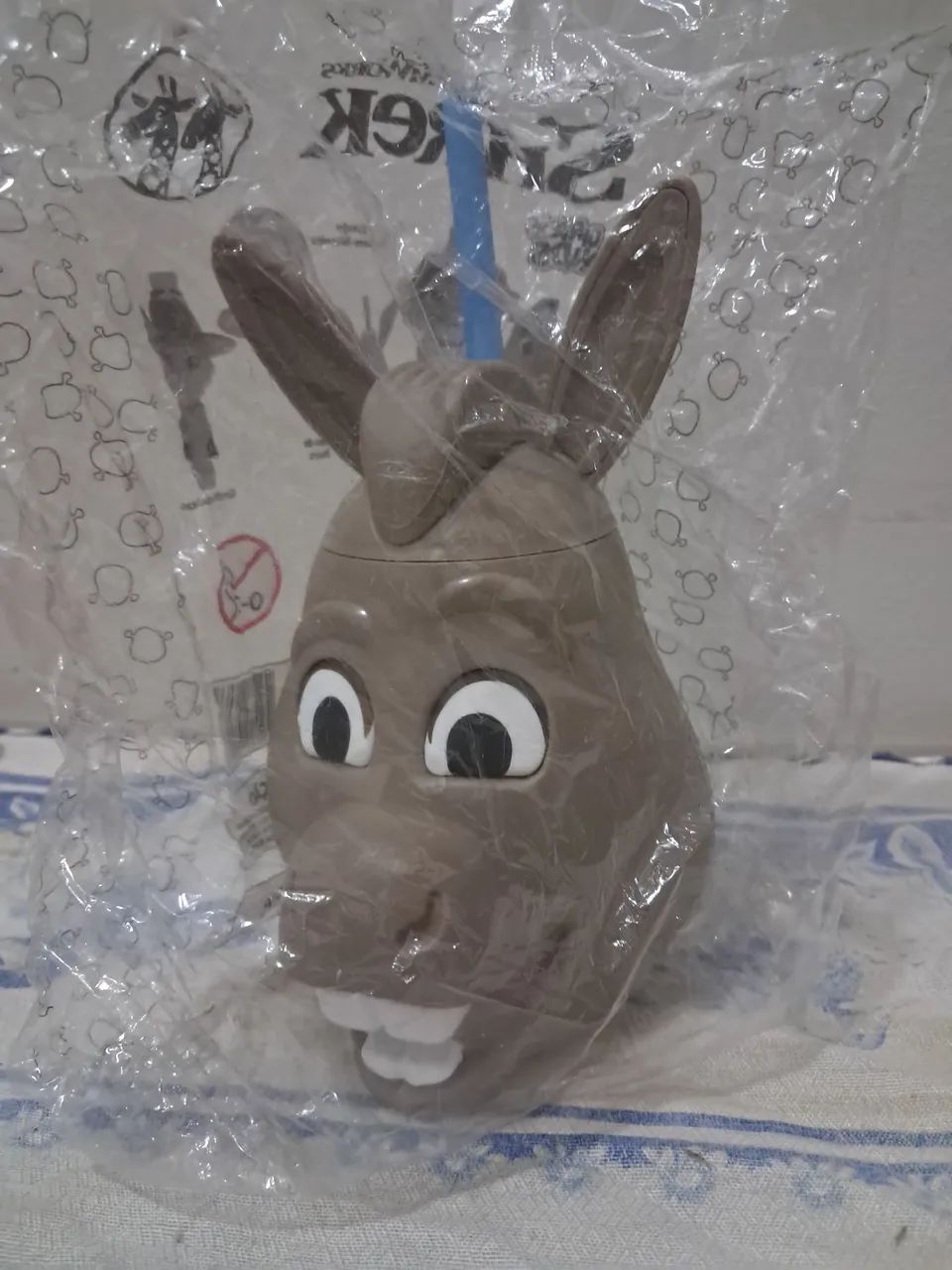 Copo com Canudo Burro Shrek Giraffas Novo Lacrado