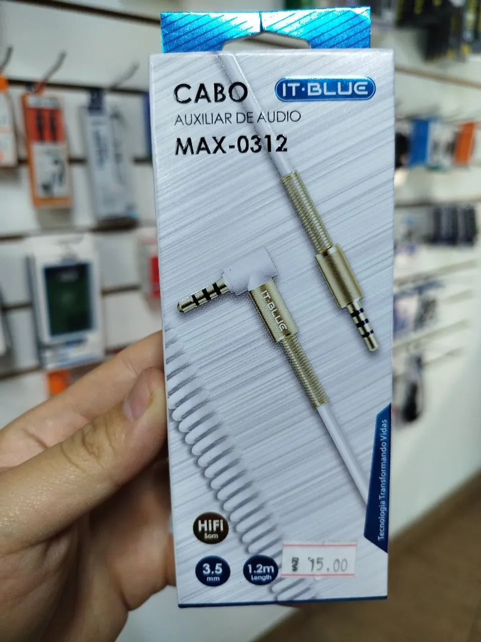 Cabo Auxiliar de Áudio IT-BLUE MAX-0312 3.5mm 1.2m