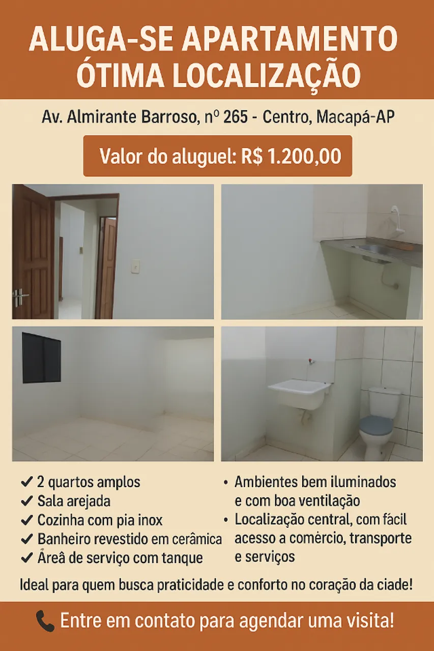 Alugo Apartamento - 2 Quartos - Centro de Macapá