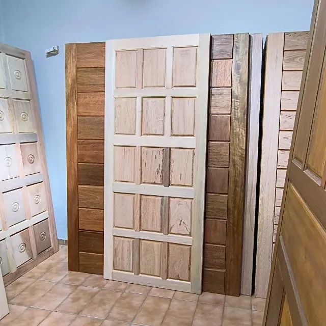 Porta Retangular de Madeira Maciça 70, 80 e 90 cm Externa Entrada Madeira Mista - Foto 4