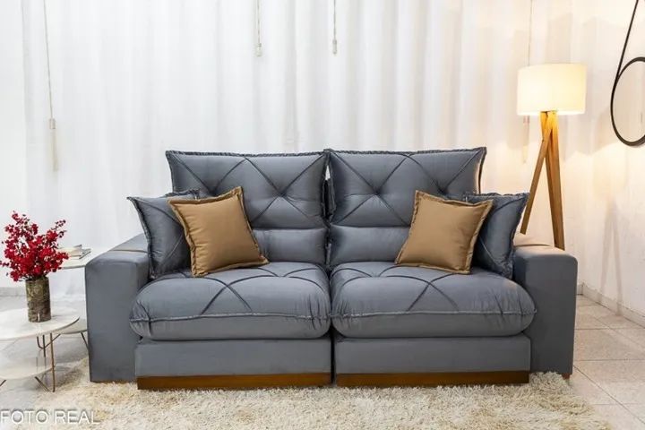 Sofá Retrátil e Reclinável Gran Bello 2.50m D33 Molas Ensacadas Veludo - Foto 3
