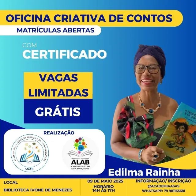 Curso gratuito presencial com certificado - Oficina criativa de contos