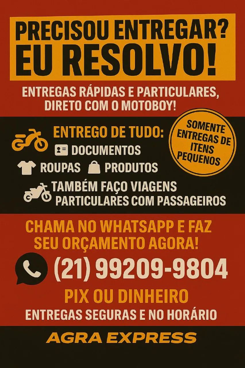 ENTREGAS E VIAGENS DE MOTO.