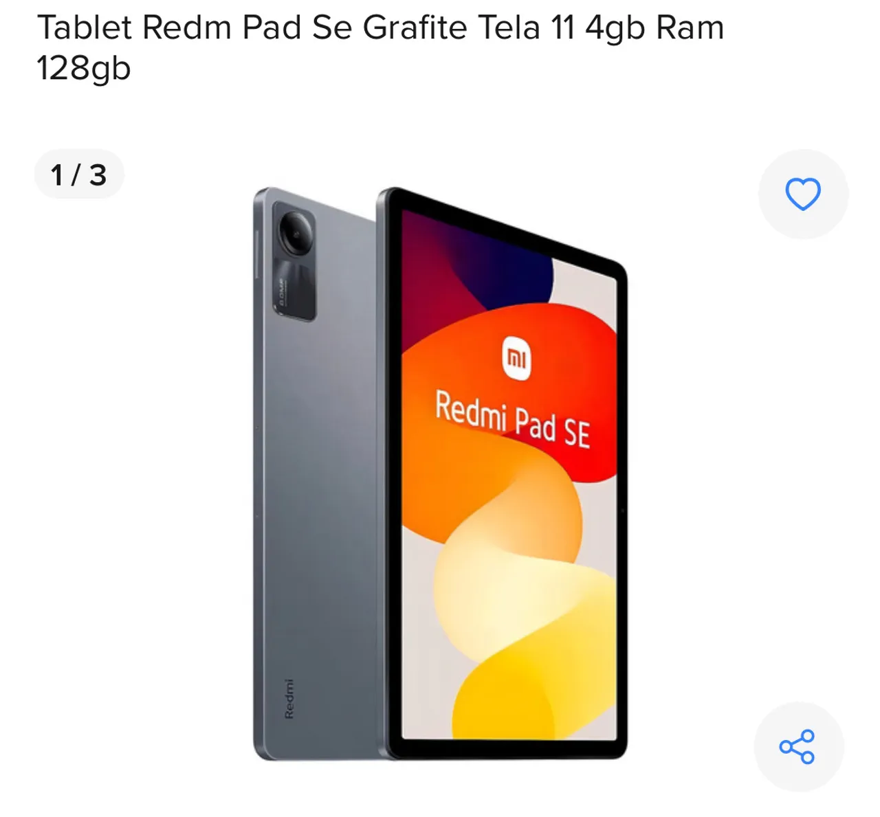 Tablet Redm Pad Se Grafite Tela 11 4gb Ram 128gb