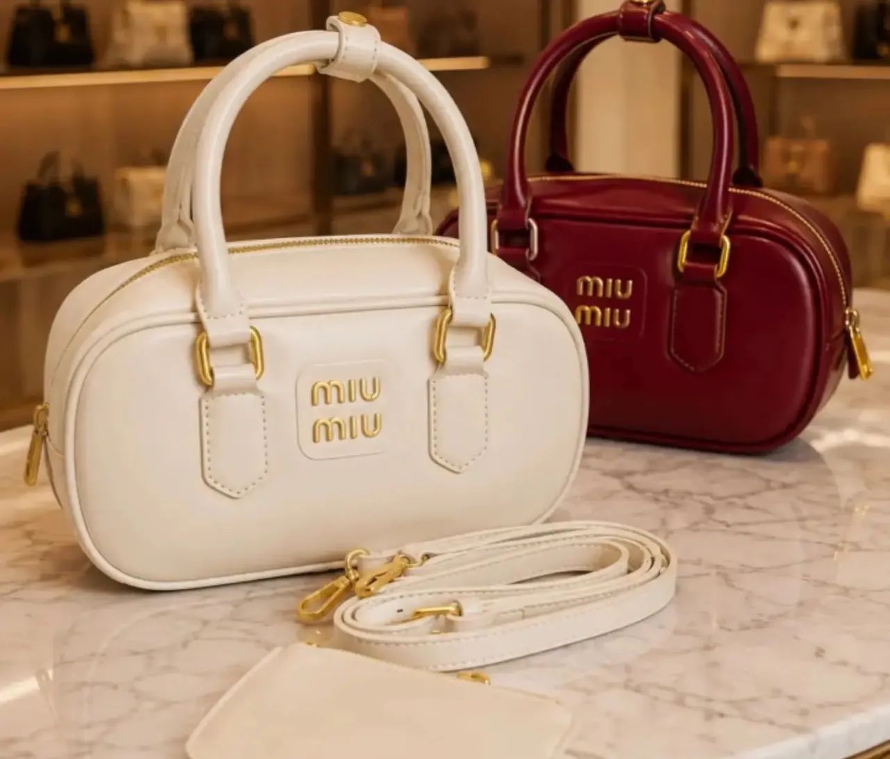 Bolsa Estilo bowling Miu Miu Linha importada 