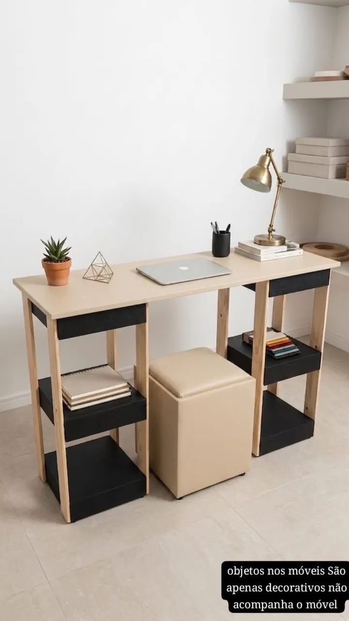 Mesa de escritório com puff baú - Foto 3