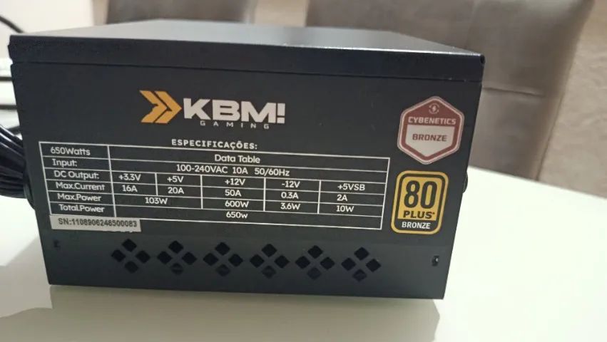 Fonte 650W 80 Plus Bronze KBM! Gaming + Caixa | Excelente Estado - Foto 5