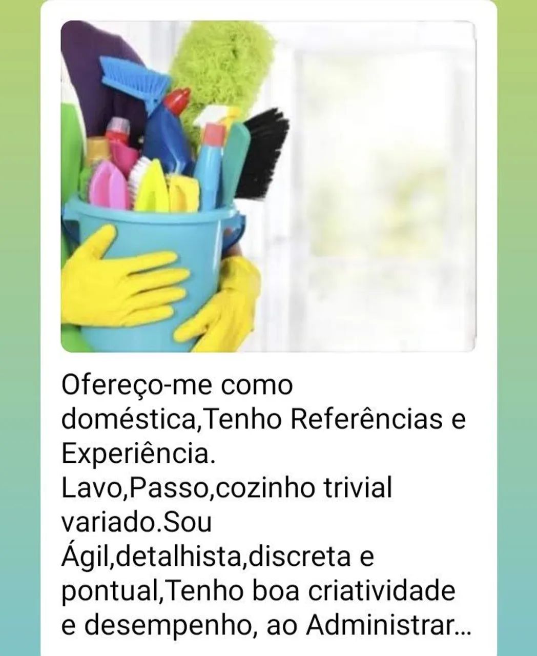 Ofereço me como Doméstica 
