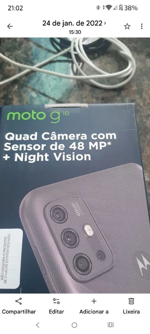Aparelho celular. Moto G10.