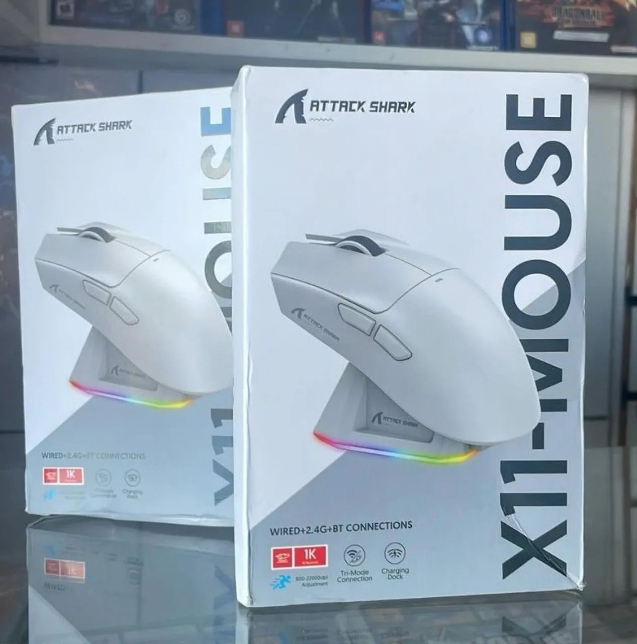 Mouse Gamer Attack Shark ORIGINAL X11 Bluetooth -  PRETO - NOVO<br>com Dock 22.000 DPI - Foto 4