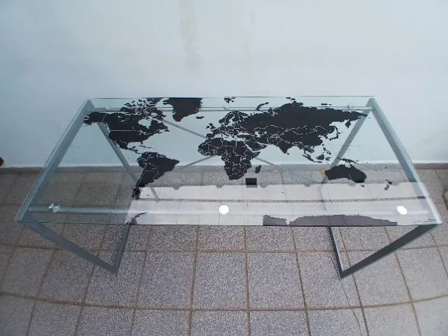 Mesa de vidro Home Office - Mapa Mundi Desenhado - Foto 2