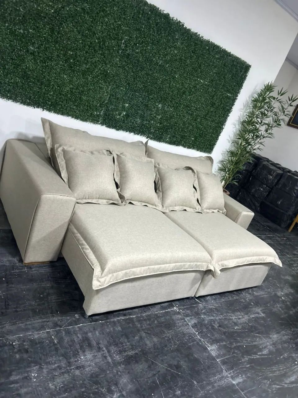 Sofá lazio 2,90m, espuma d-28soft, madeira, retrátil e reclinavel