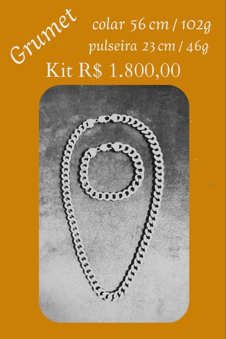 Colar e pulseira de prata 925 Groumet  - Foto 2