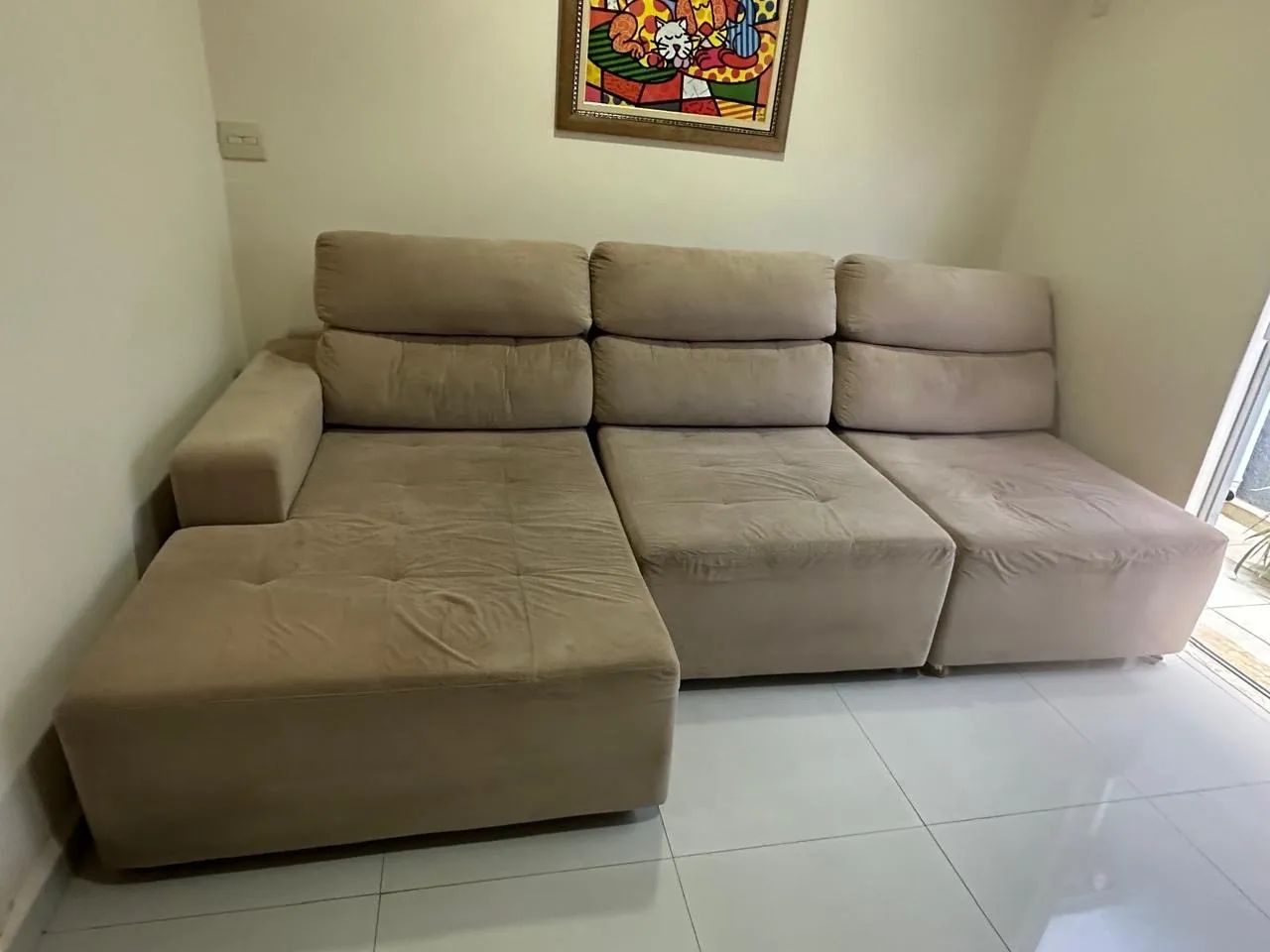 Sofá retrátil e reclinável de 3,10m em perfeito estado. 