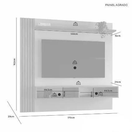 Painel P/TVs Até 65" Polegadas 1.62M Suspenso. Produto Novo Direto de Fábrica. - Foto 5