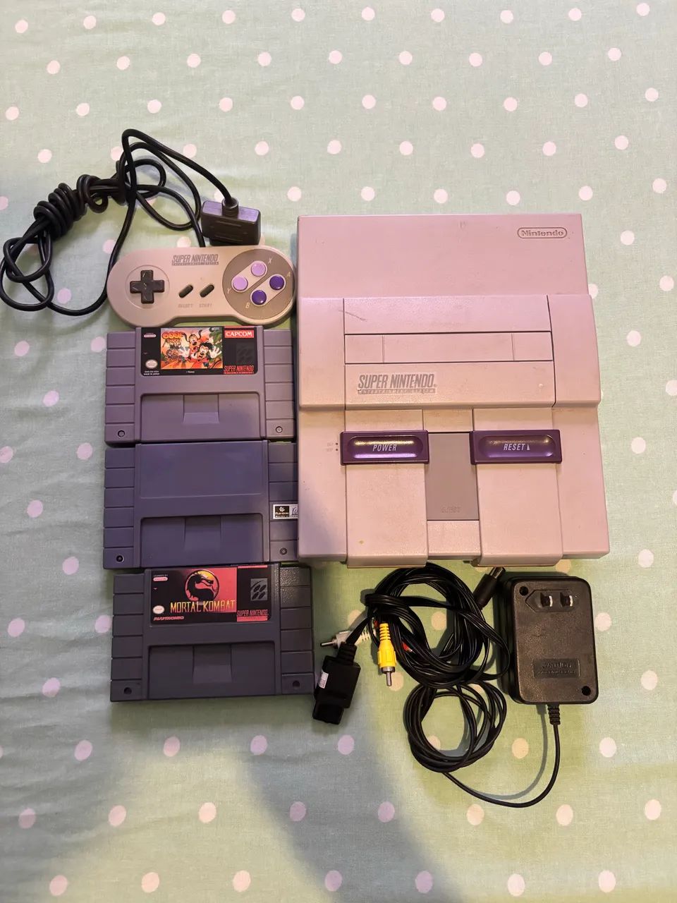 Super Nintendo Original + 3 Jogos + Acessórios - Completo!