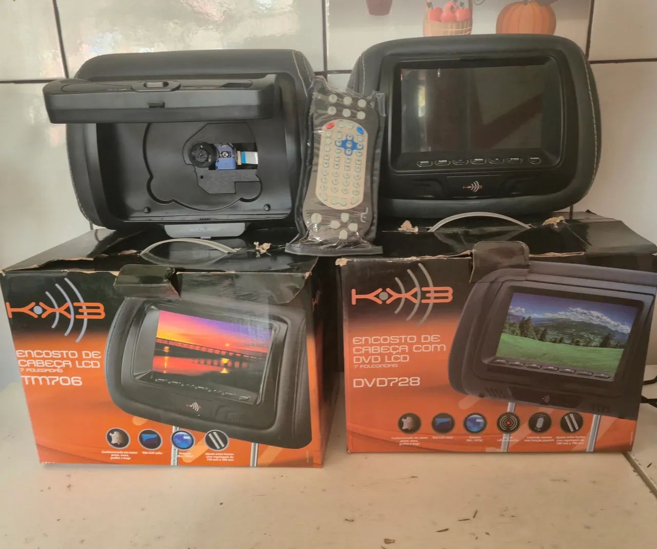Encosto de cabeça universal com DVD escravo, tela de 7 polegadas os dois (par). - Foto 2