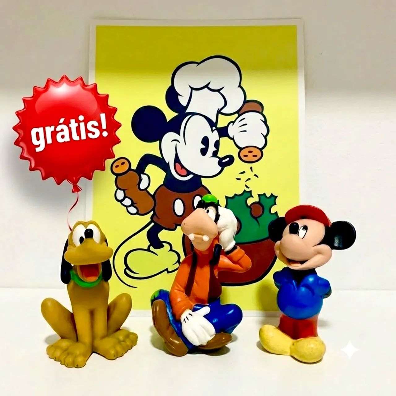 Bonecos + Brinde: Mickey Pateta Pluto - Original Disney