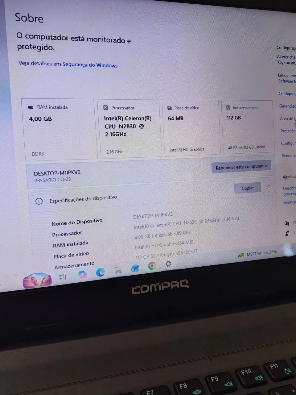 Notebook Compaq 4GB RAM com SSD - Foto 5