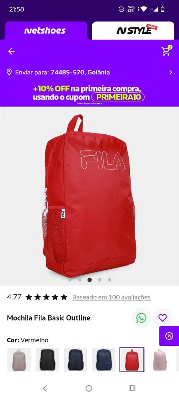 Mochila Fila - Vermelha  - Foto 4