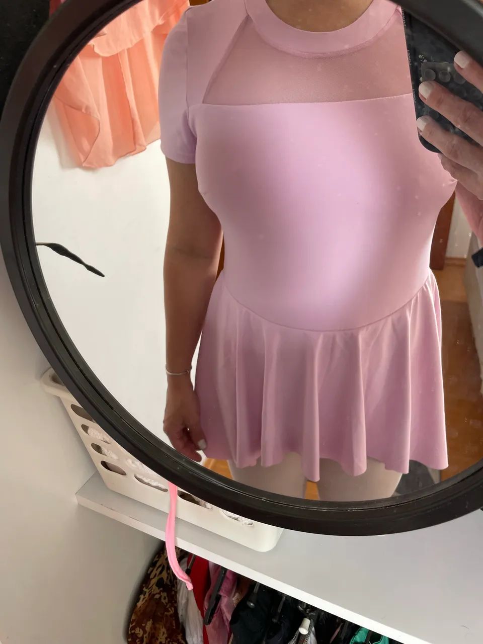Collant rosa com saia 