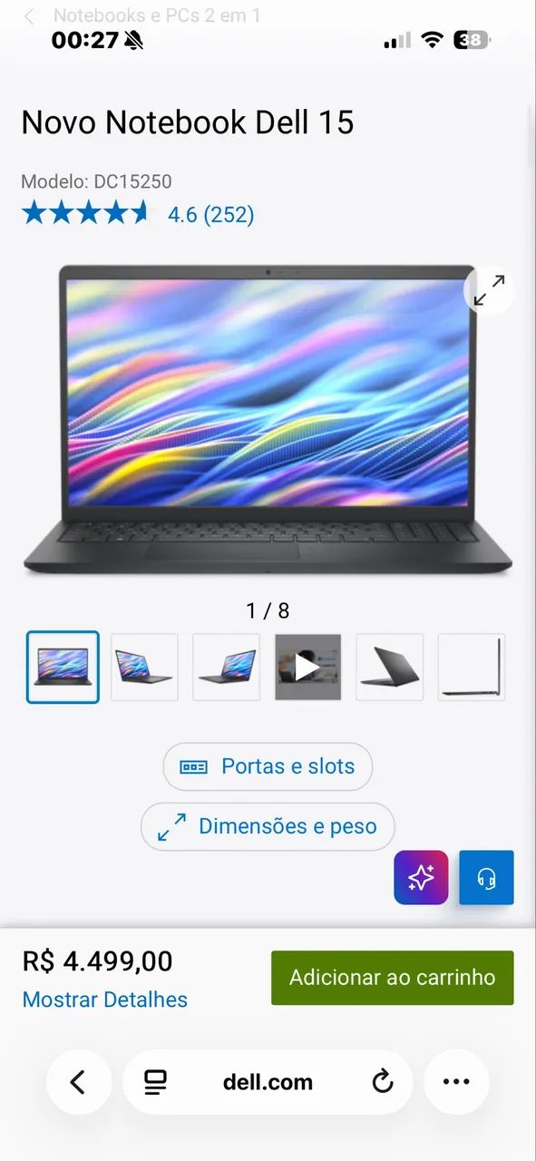 Nootebook Dell 15 DC15250  8GB - Foto 4