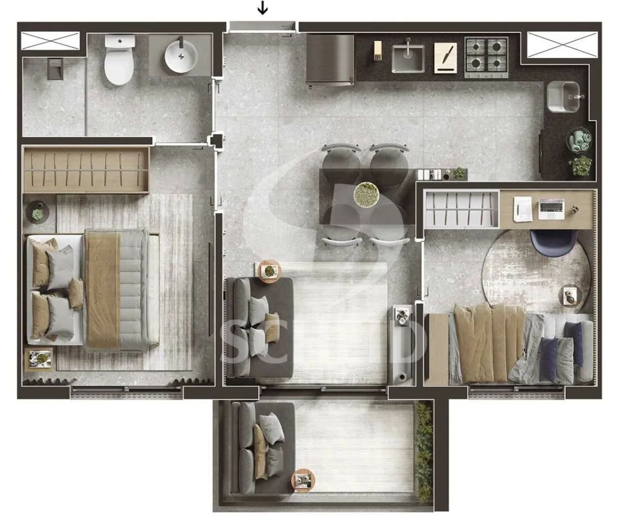 Apartamento a venda de 38,00m² útil, com 2 quartos e 1 vaga no Campo belo!