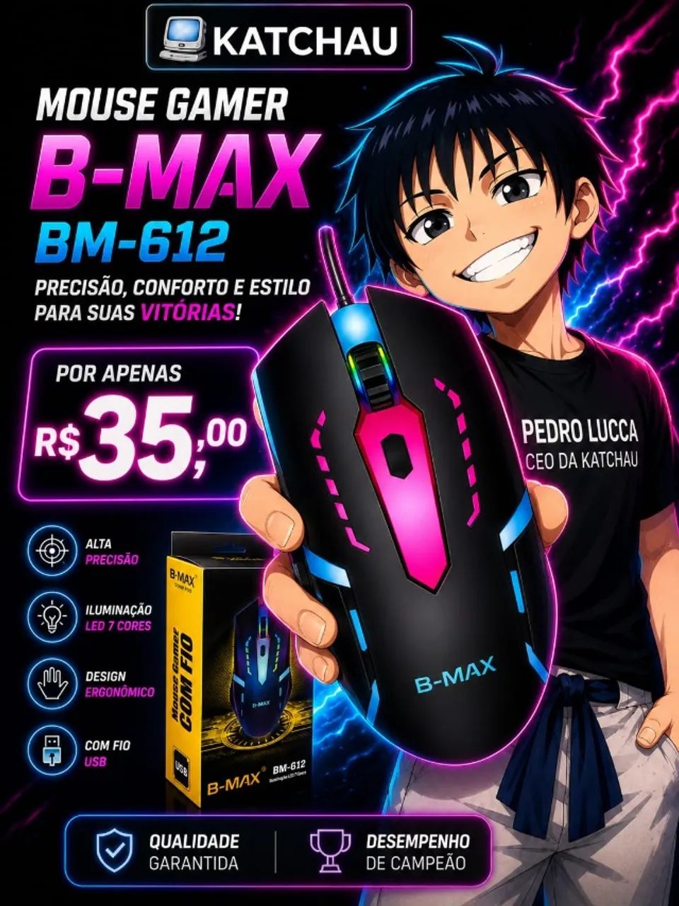 Mouse Gamer Com Fio B-MAX BM-612 - Periféricos e Acessórios de