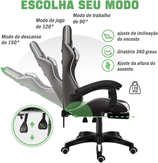  Cadeira Python Fly Ergonomica Gamer com apoio para os pés  - Foto 4